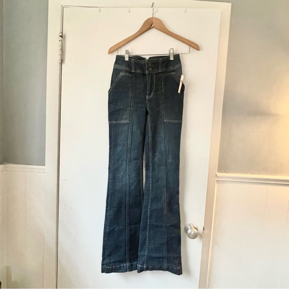 Anthropologie pilcro and the letterpress high rise trouser bootcut 25 dark wash - Picture 2 of 9